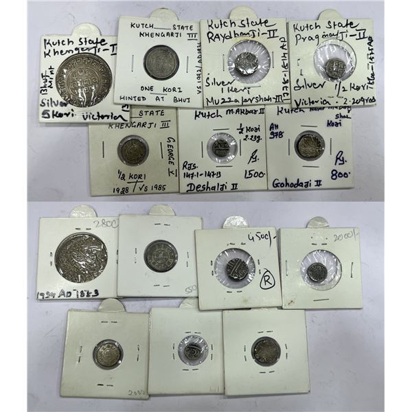Large Lots: A group of 7 Kutch state silver coins