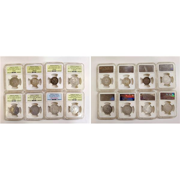 Large Lots: A group of 8 Indo-Portuguese silver coins