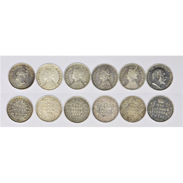 Large Lots: A group of 6 British India silver 2 annas