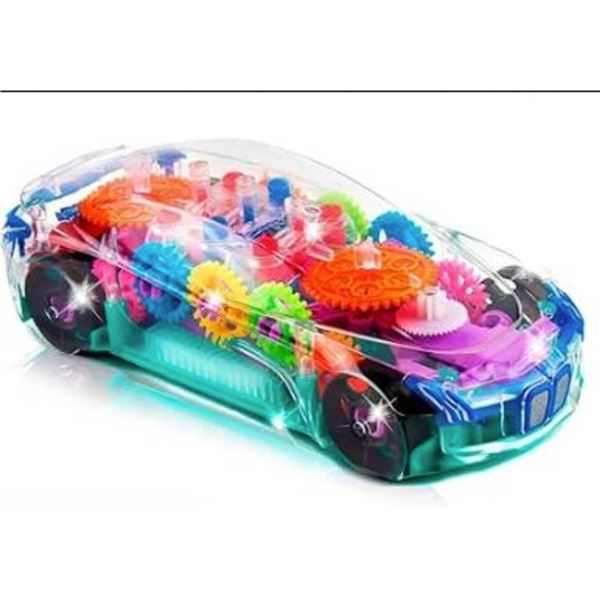 ArtCreativity Light Up Transparent Sensory Car Toy for Kids, 1PC, Bump and Go Toy Car with Colorful 