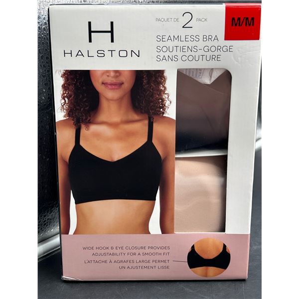 Halston Seamless Bra 2-Pack, Size M/M, Black & Nude