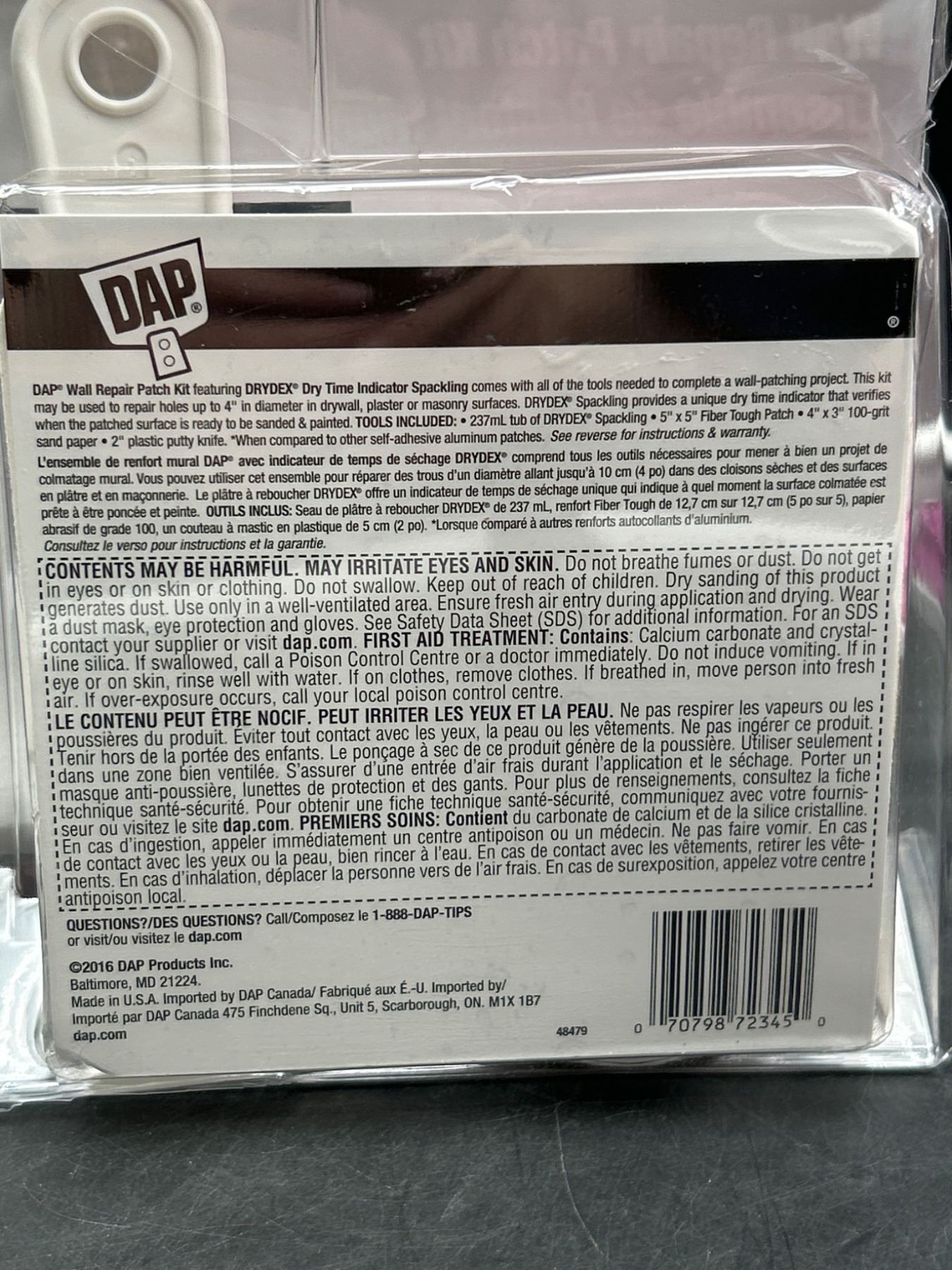 DAP Wall Repair Patch Kit with DryDex Spackling, Putty Knife, Patches ...