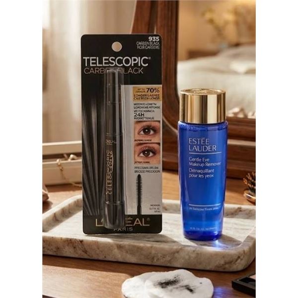 L'Oreal Telescopic Carbon Black Mascara and Estee Lauder Gentle Eye Makeup Remover