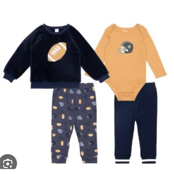 Pekkle Plush Top With Bodysuit And Pants, 9M, 4-Piece Set
