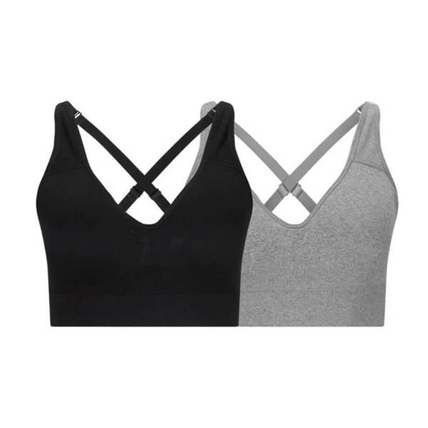 Puma 2 Pack Seamless Sports Bras, Large, Convertible Back Design
