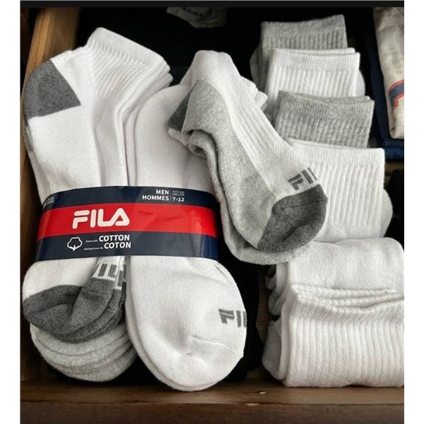 Fila Men's Cotton Socks, Size 7-12, White and Gray, Pack of 6 Pairs