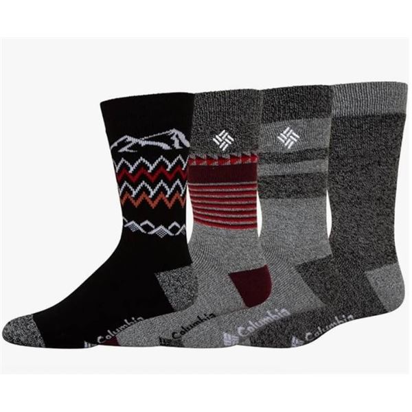 Columbia 4-Pair Thermal Crew Socks, Assorted Colors and Patterns