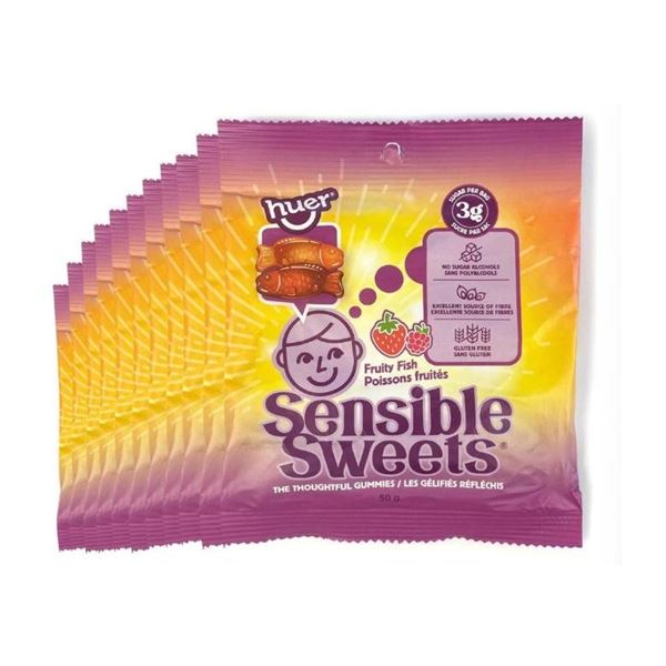 Sensible Sweets Fruity Fish Candy, 12 Bags of 50g Each