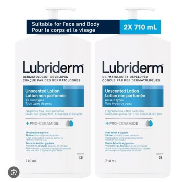 Lubriderm Unscented Lotion with Pro-Ceramide, 2X 710 mL Bottles