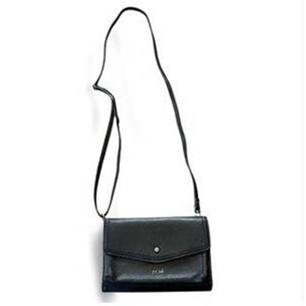 The Sak Black Leather Crossbody Wallet with Adjustable Strap