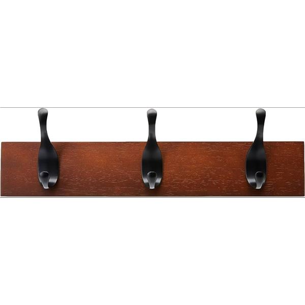 Amazon Basics Wall-Mounted Coat Rack, 3 Modern Hooks, Espresso