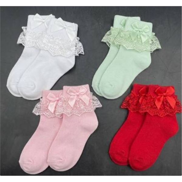 Bamboopack 4 Pairs Baby Girls' and Toddlers' Socks, 1-2 Years, Made in China