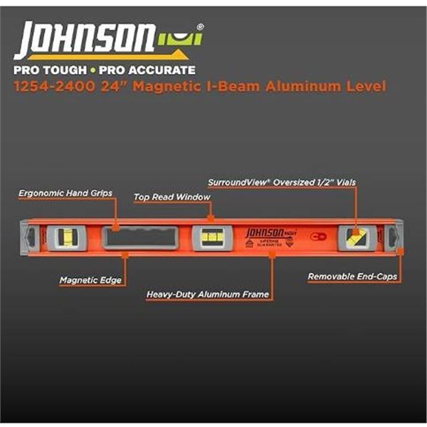 Johnson Level Magnetic Heavy Duty Box Level 24-Inch Model 9824