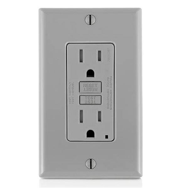 Leviton SmartlockPro Self-Test Tamper Resistant GFCI Outlet, GFTR1-GY