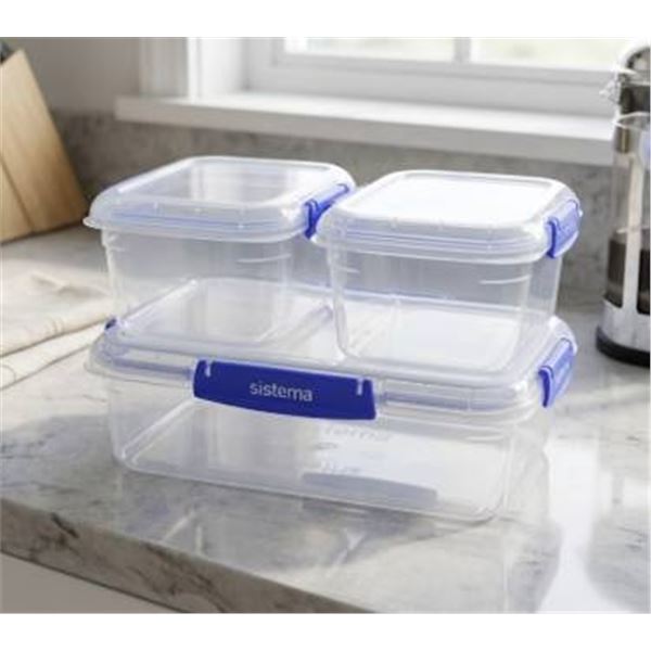 Sistema Food Storage Containers with Blue Clips, Set of 3