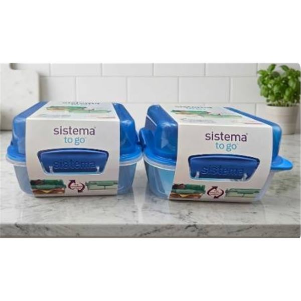 Sistema To Go LunchStack Square Food Containers, 1.24L, Set of 2, Made in New Zealand
