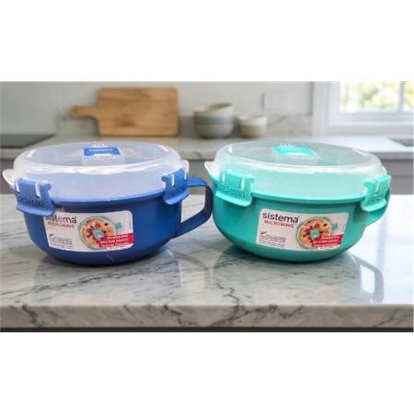 Sistema 850ml BPA-Free Microwave Breakfast Bowls (Set of 2, Blue and Teal)