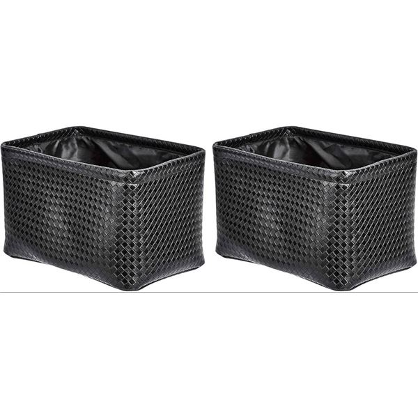 Pack of 2 matching Amazon Basics Storage Bins â€“ Metallic Black, 2 bins total
