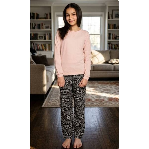 PL By Petit Lem Girls' Pajama Set, Size 7/8, Pink and Black Design