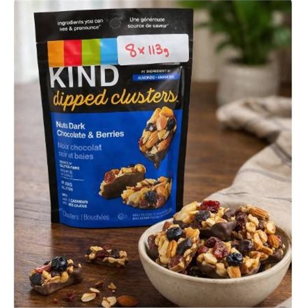 Kind Dipped Clusters Nut Dark Chocolate and Berries 8 x 113 g