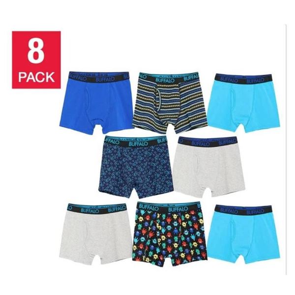 Buffalo David Bitton Boys' Boxer Briefs XS (4-5), 8-Pack