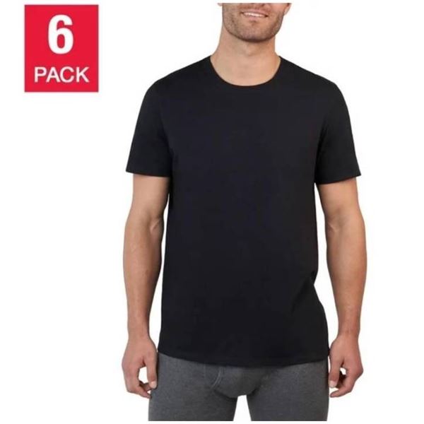 Kirkland Signature 6-Pack Crew Neck Men's T-Shirts, Large, Black