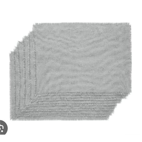VHC Brands Burlap Dove Grey Placemat Set of 6 - Rectangle 13x19