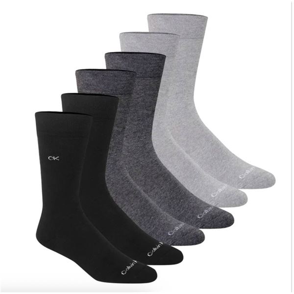 Calvin Klein Comfort Dress Crew Socks - 6 Pairs - Men's Shoe Size 7-12