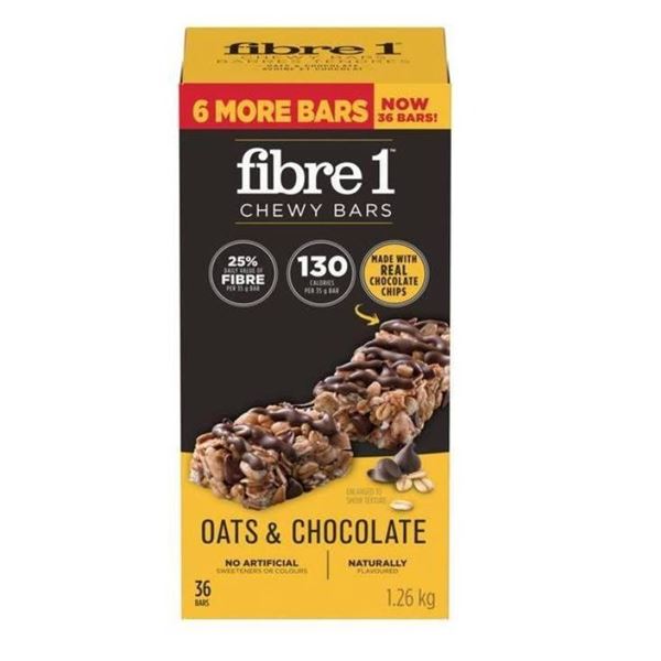 Fibre 1 Chewy Bars, Oats and Chocolate, 36 Bars, 1.26 kg