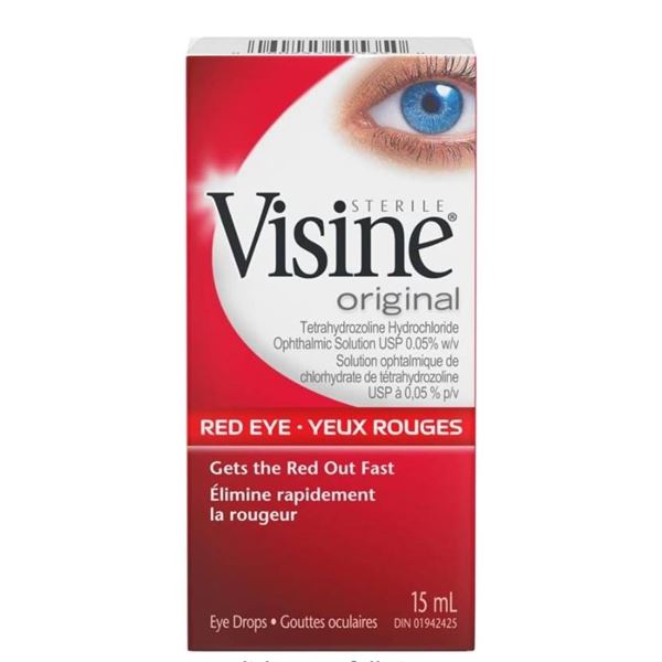 Lot of 2 - Visine Original Eye Drops 15ml â€“ Redness Relief