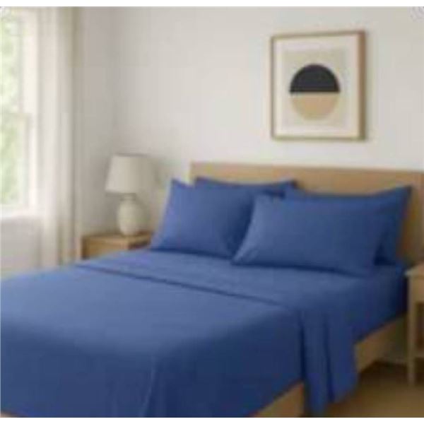 Comfy Bamboo World 9500 Series Queen Size Sheet Set, 4 Pieces, Blue