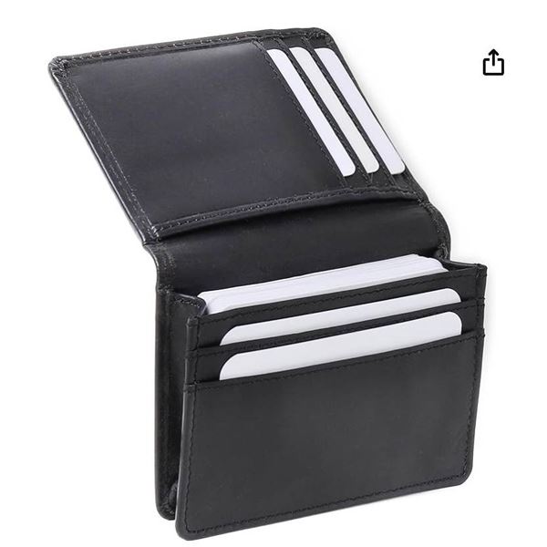 Foxhackle Leather Card Holder in Matte Black