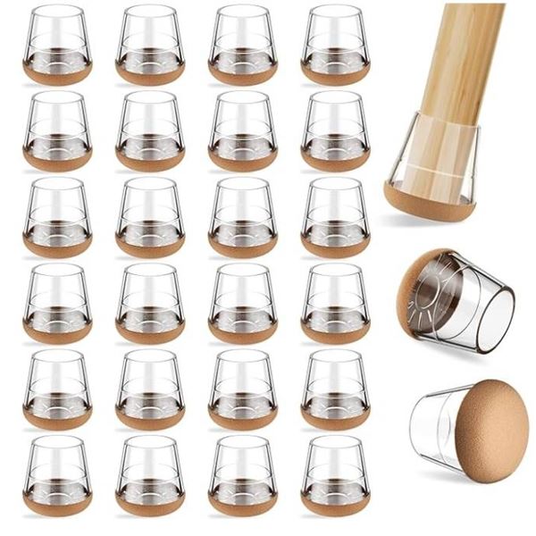 Yomanta 24 Pcs Silicone and Felt Chair Leg Floor Protectors, Round, Large (32â€“35