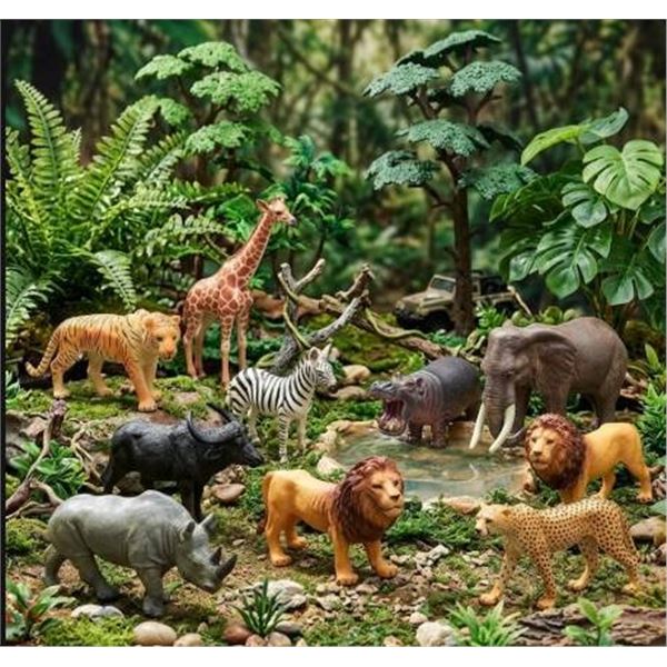 Prextex Safari Animals Life-Size Animal Models Playset
