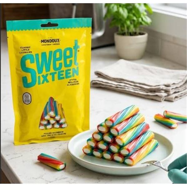Sweet Sixteen Rainbow Filled Licorice, 12 x 100g
