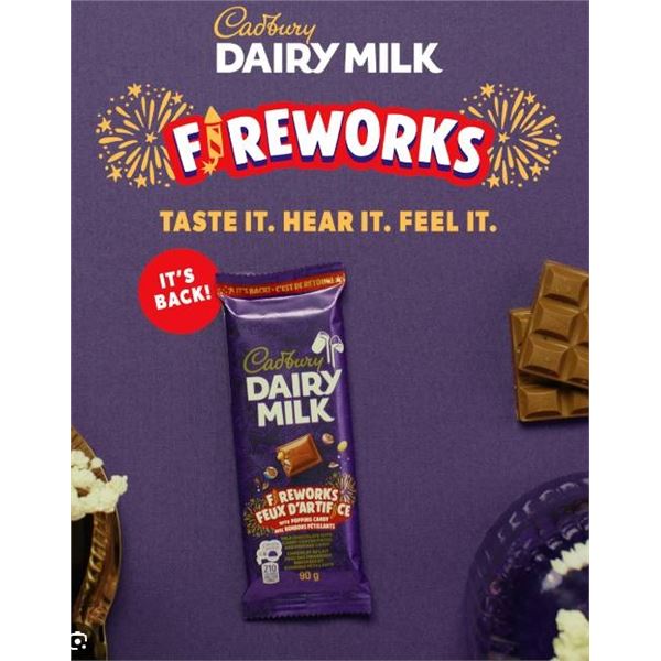 Cadbury Dairy Milk Fireworks Chocolate Bars, 12 x 90g