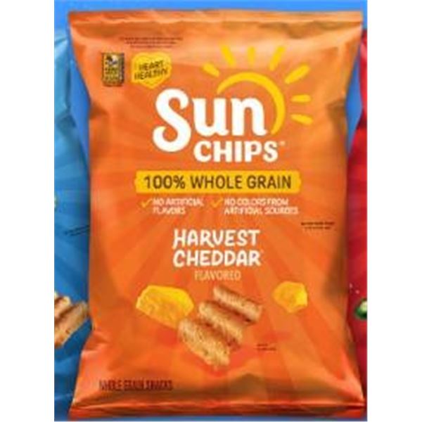 Frito-Lay SunChips Harvest Cheddar Flavour Multigrain Snacks, 32 x 60 g