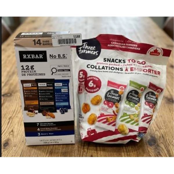 RXBAR Protein Bars and Three Farmers Snacks Assortment