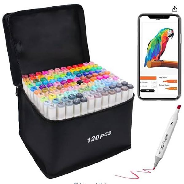 Flavery 120PCS Art Marker Set With Zippered Case