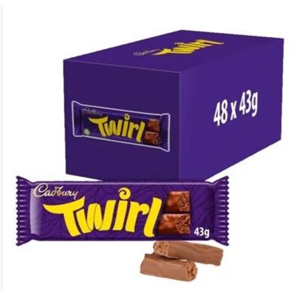 Cadbury Twirl Chocolate Bars, 48 x 43g, Candy/Friandise