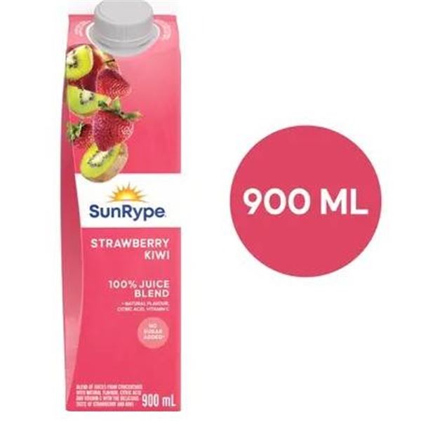 SunRype Fraise Kiwi 100% Juice Blend 12 x 900 mL