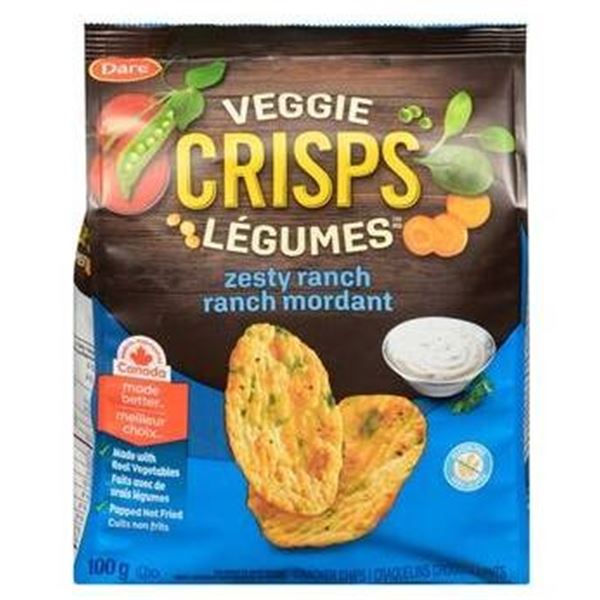 12 Packs of Veggie Crisps, Zesty Ranch Flavor, 100g Each