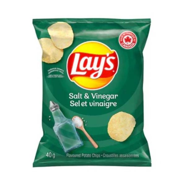 Lays Salt & Vinegar Flavored Potato Chips, Single Serve, 40 Bags x 40g