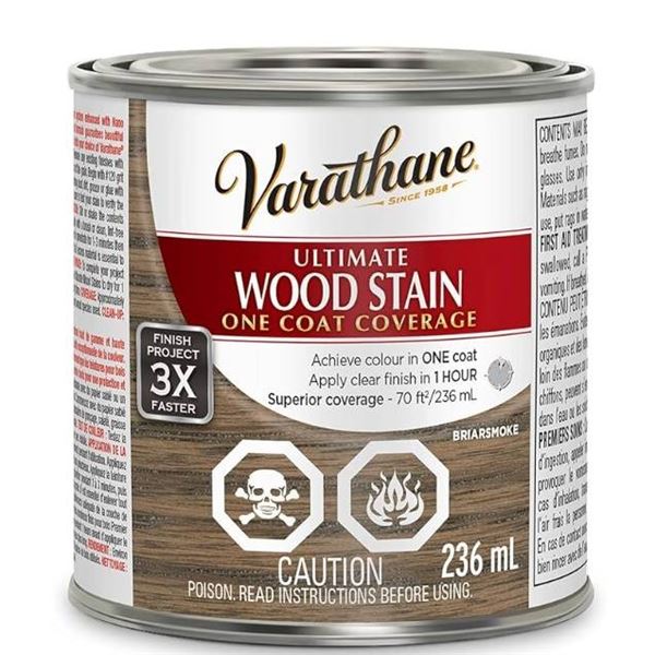 Lot of 4 - Varathane Ultimate Oil-Based Interior Wood Stain in Briarsmoke, 236 mL