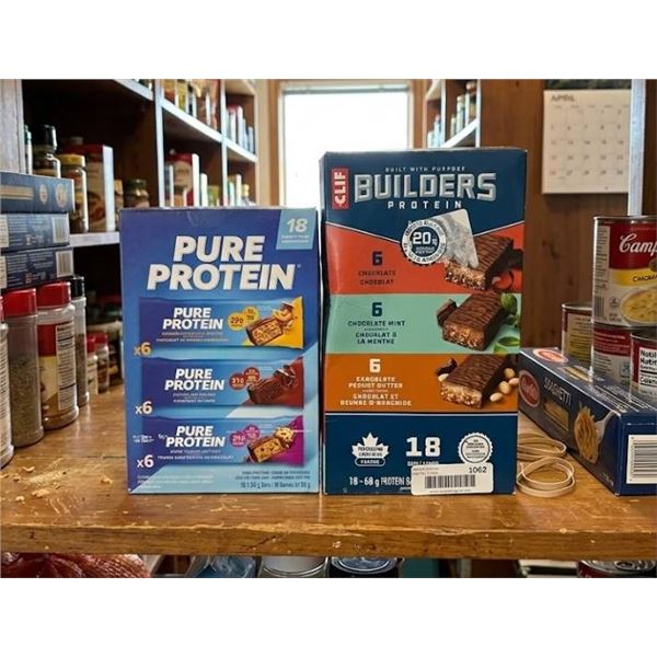 Pure Protein and CLIF Builders Protein Bars, Set of Two Multipacks