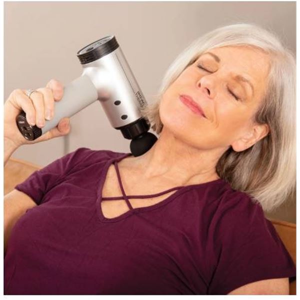 truRelief Impact Therapy Device V2, 4 Massage Speeds, 5 Interchangeable Massage Heads, Cordless & Re