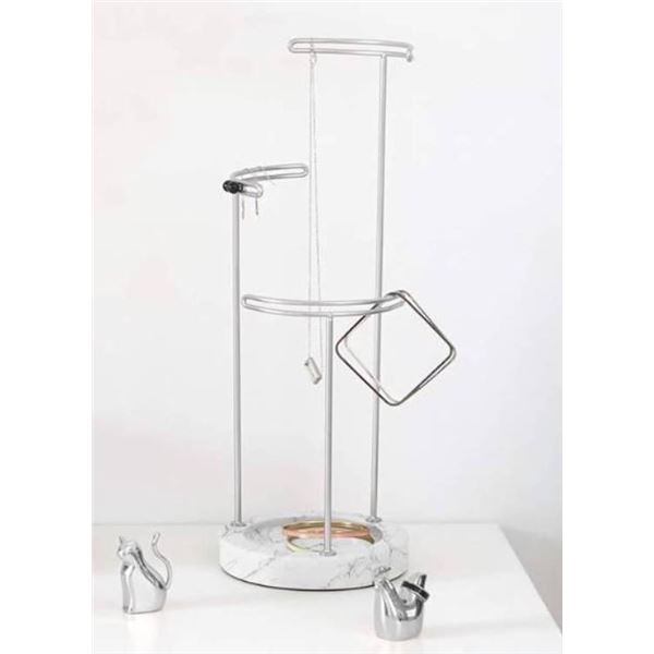 Umbra Tesora, 3 Tier Jewelry Stand, Earring Holder, Accessory Organizer and Display, Nickel/Marble