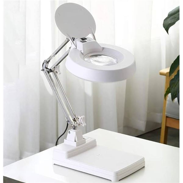 Magnifying Glass with Light and Clamp,10X Lighted Magnifying Glass Lamp LED Lamp,5 Inches Lens with 