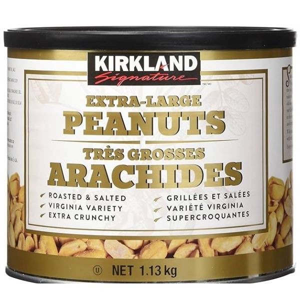 Lot of 2 - Kirkland Signature Extra-Large Roasted & Salted Peanuts 1.13 kg Can