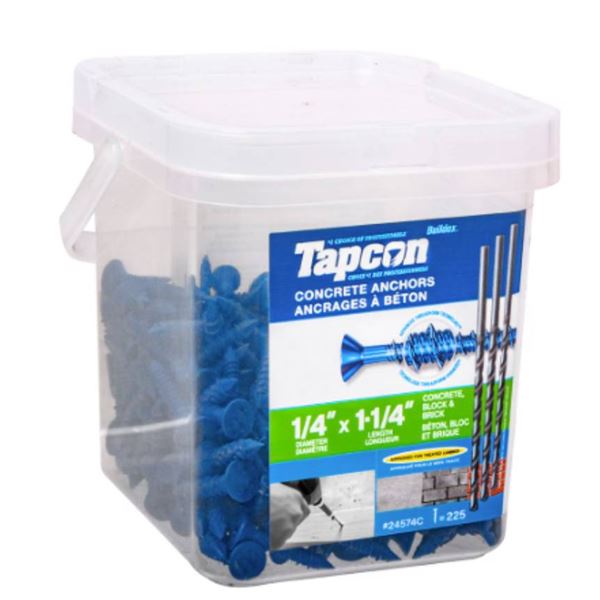 Lot of 3 - Tapcon 1/4 Inch x 1-1/4 Inch Concrete Screws, Qty 225, Model #24574C